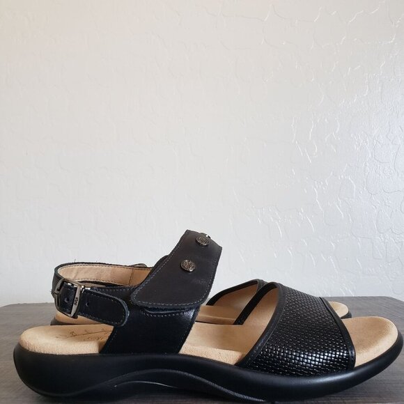 SAS Lisette Heel Strap Studded Leather Black Sandal Women's 9 Comfort Adjustable - Picture 1 of 11